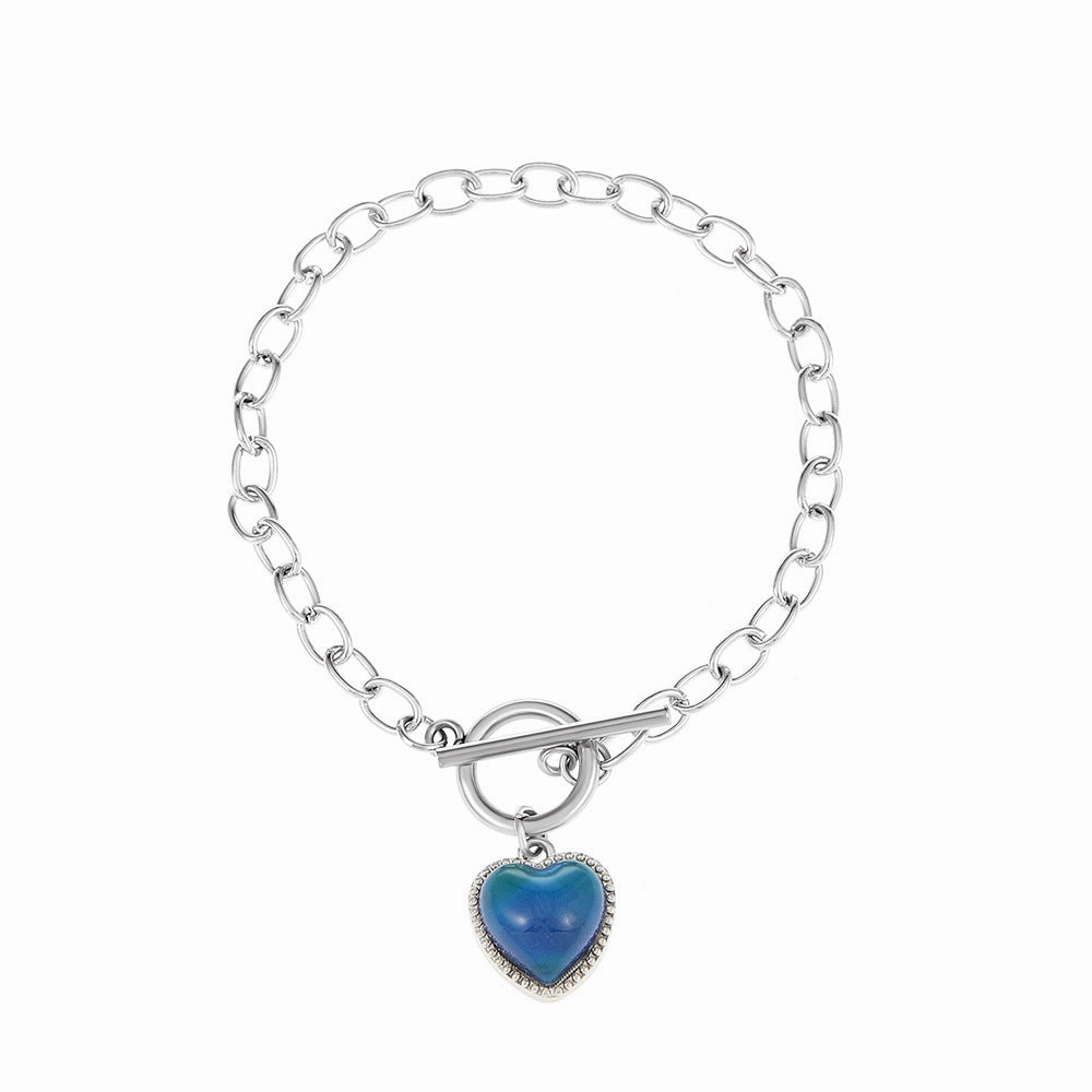 Wholesale Thermochromic Heart Copper Bracelet