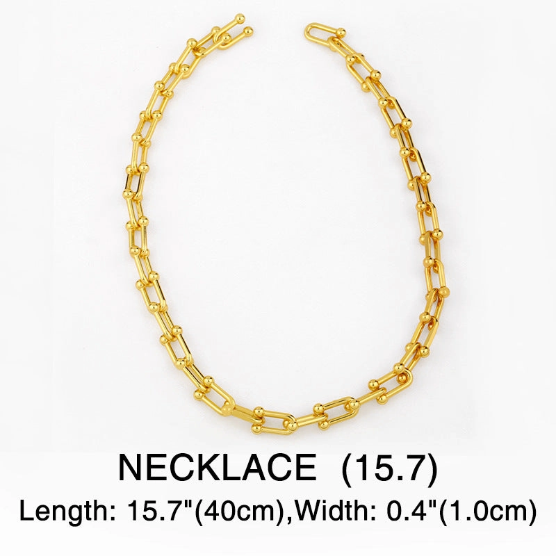 Wholesale Thick Chain Gold U-Lock Necklaces