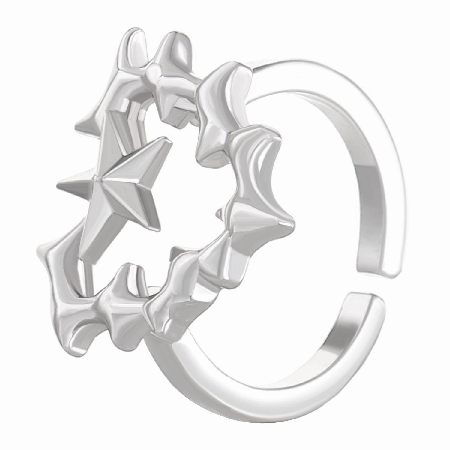 Wholesale Thorn Love Pentagram Zircon Open Finger Alloy Ring
