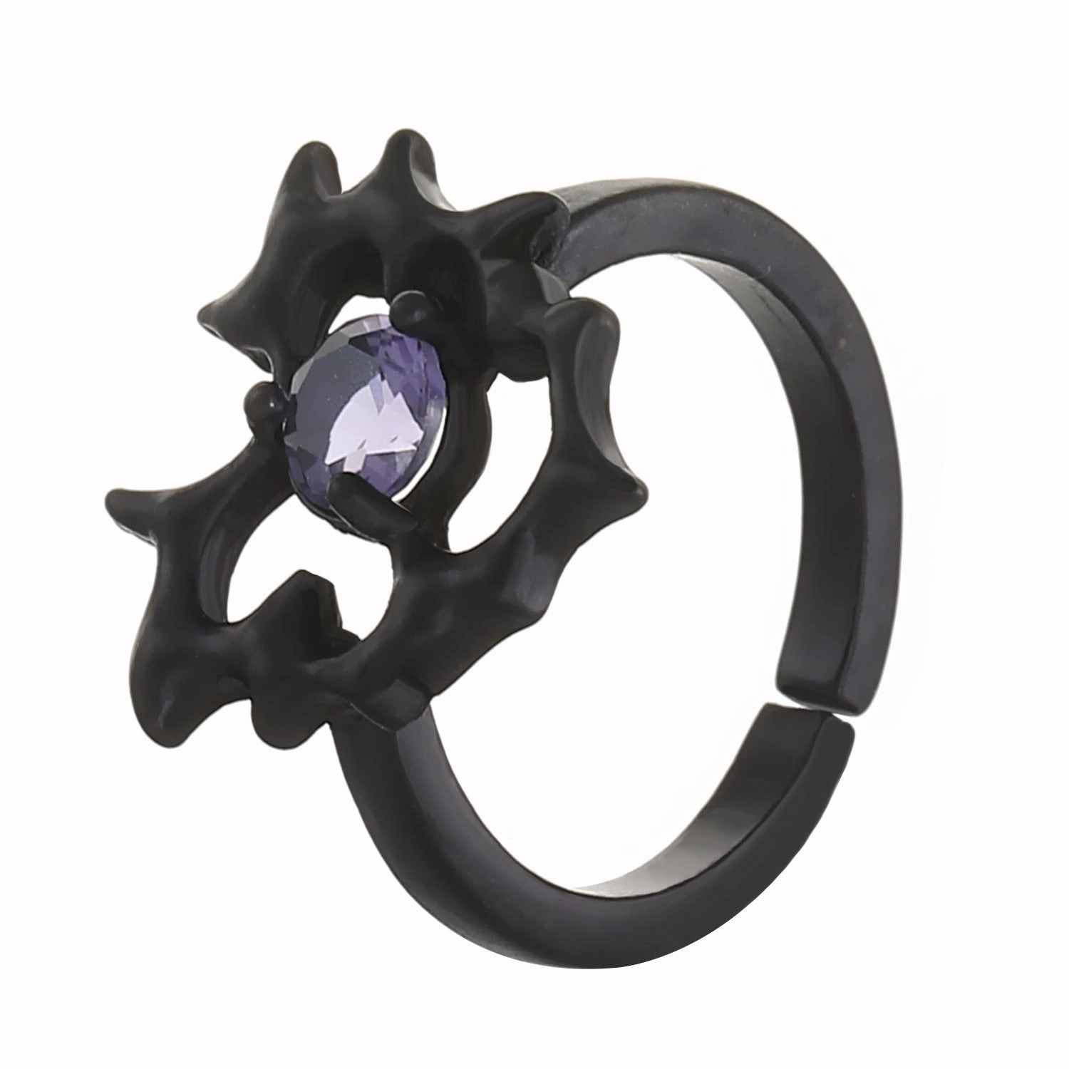 Wholesale Thorn Love Pentagram Zircon Open Finger Alloy Ring