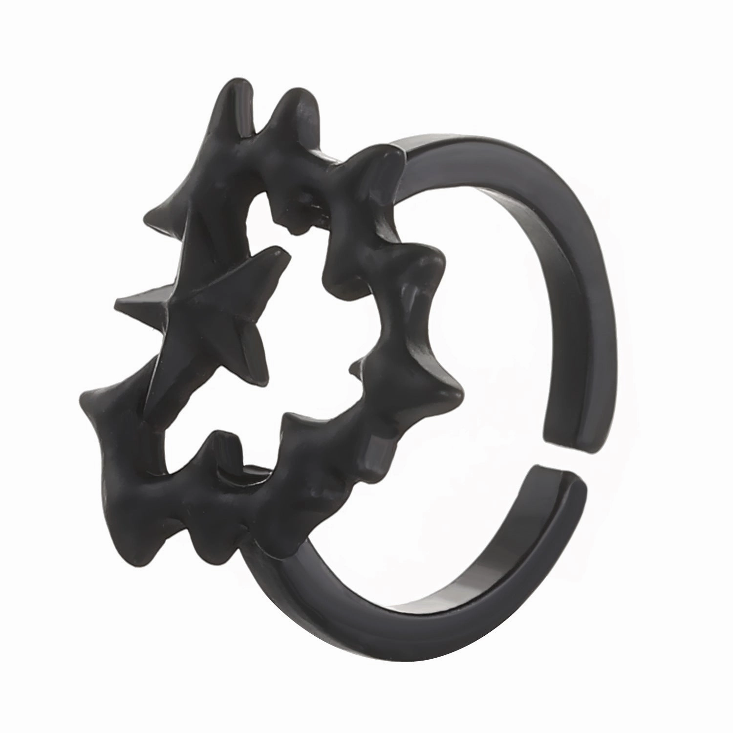 Wholesale Thorn Love Pentagram Zircon Open Finger Alloy Ring