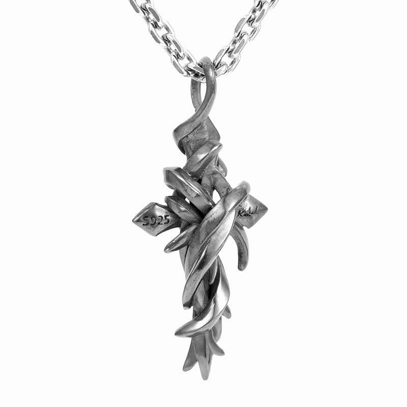 Wholesale Thorns and Rattan Twisted Cross Alloy Necklace