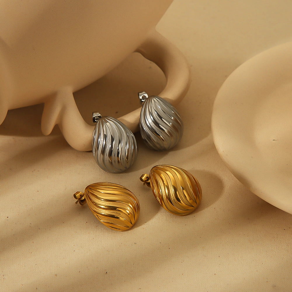 Wholesale Threaded 18k Gold Stainless Steel Stud Earrings