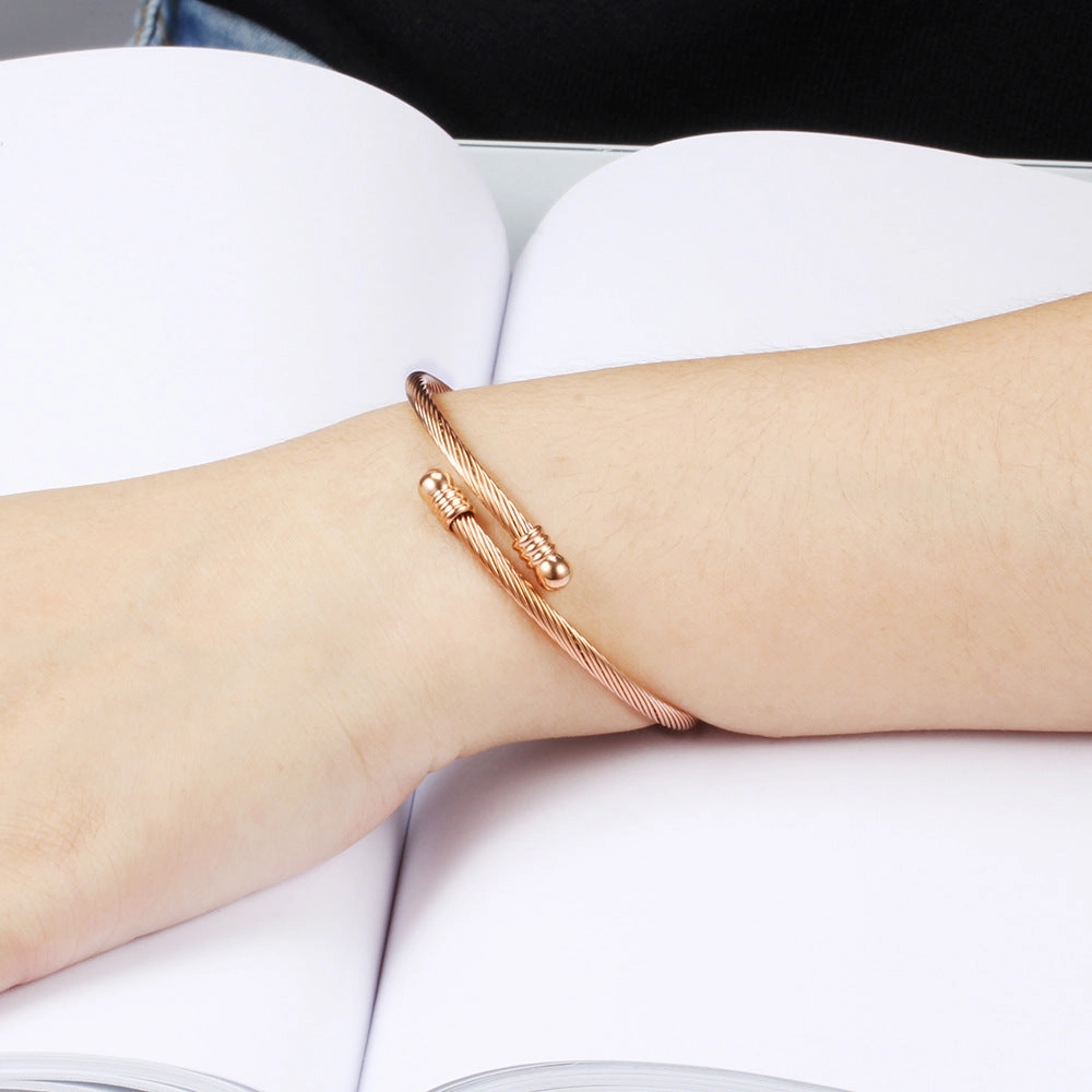 Wholesale Three Color 18K Gold Cable Wire Stainless Steel Bracelet