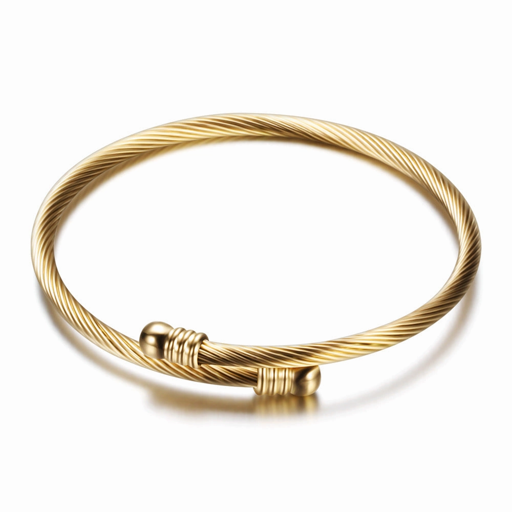 Wholesale Three Color 18K Gold Cable Wire Stainless Steel Bracelet
