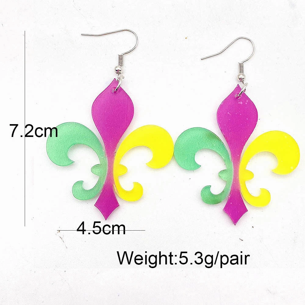 Wholesale Three Color Feather Acrylic Earrings