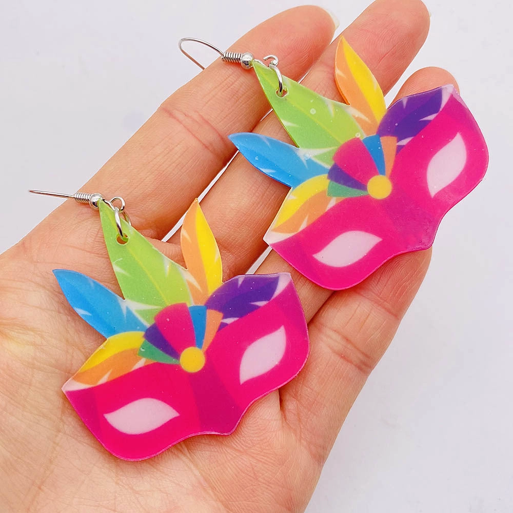 Wholesale Three Color Feather Acrylic Earrings