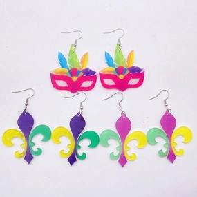 Wholesale Three Color Feather Acrylic Earrings