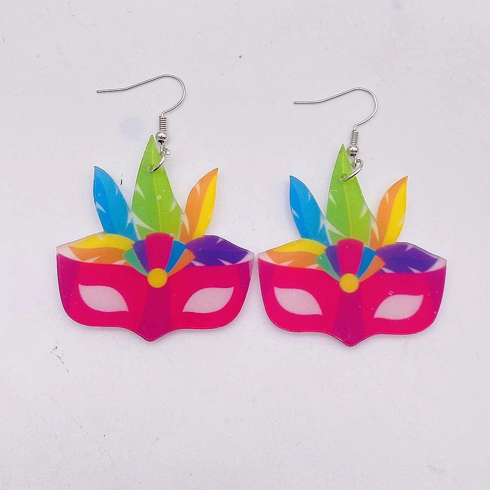 Wholesale Three Color Feather Acrylic Earrings