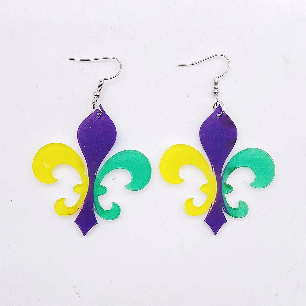 Wholesale Three Color Feather Acrylic Earrings