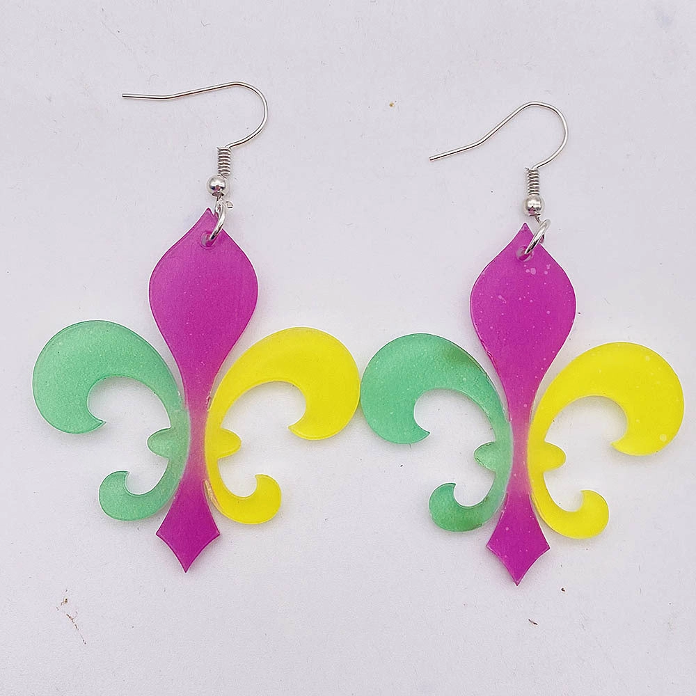 Wholesale Three Color Feather Acrylic Earrings