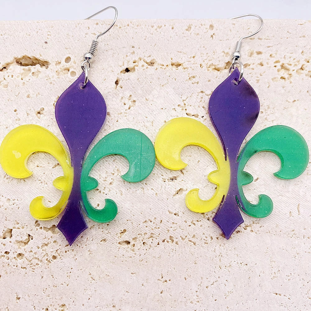 Wholesale Three Color Feather Acrylic Earrings