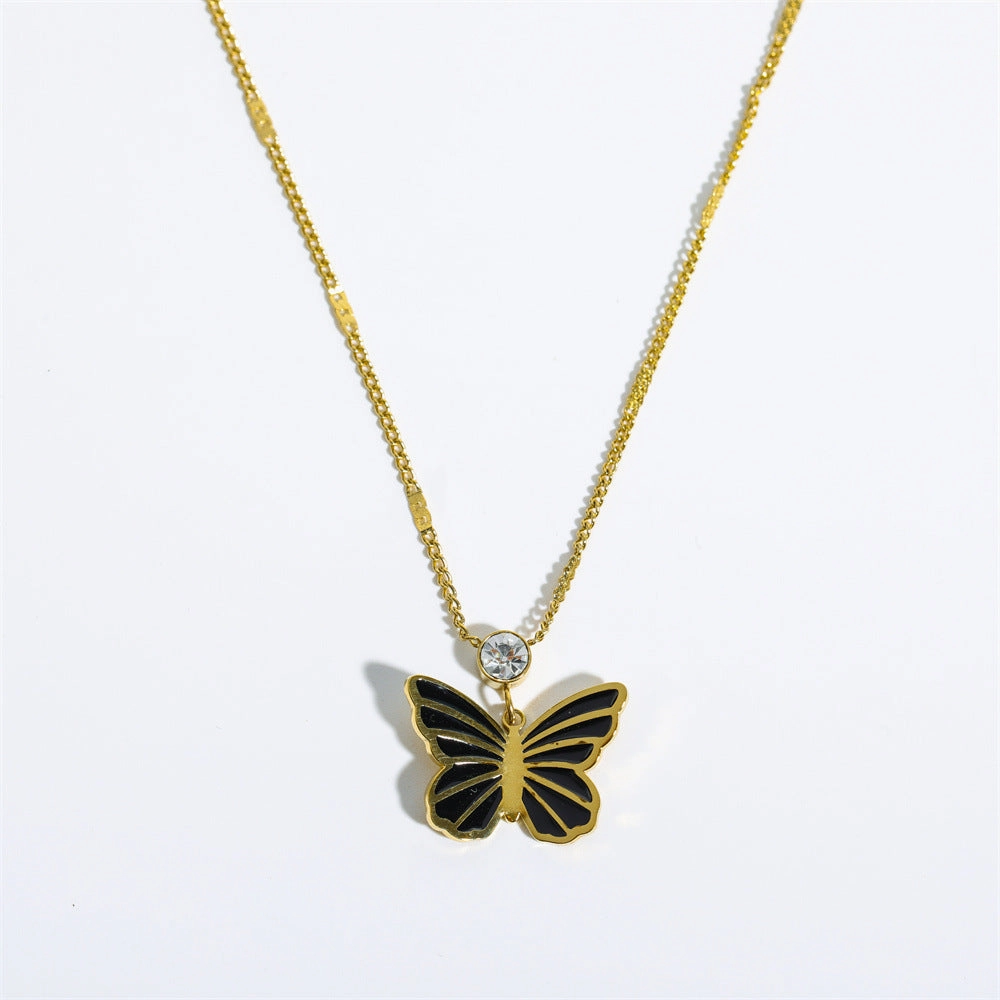 Wholesale Three-dimensional Butterfly Stainless Steel Sweater Necklace