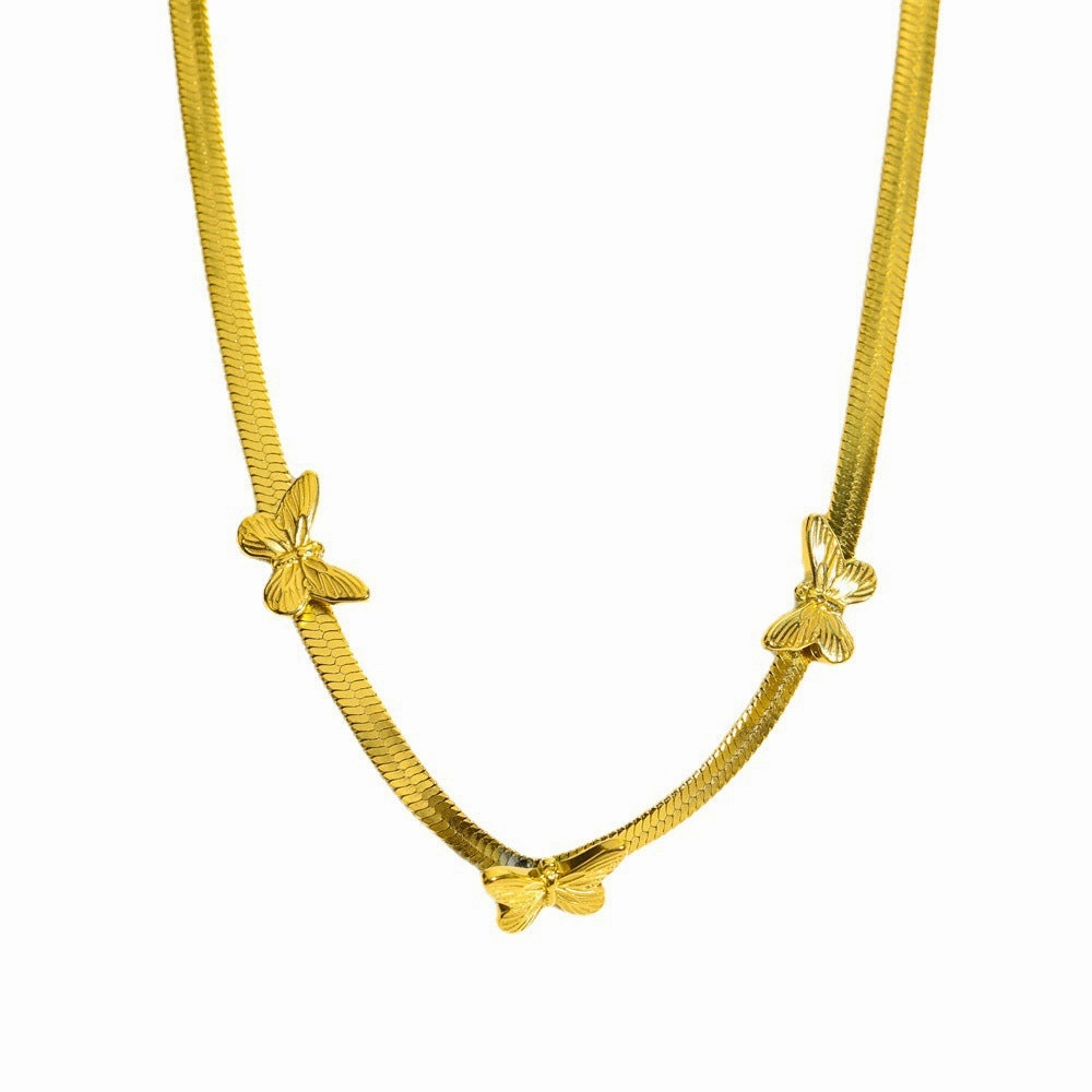 Wholesale Three-dimensional Butterfly Stainless Steel Sweater Necklace