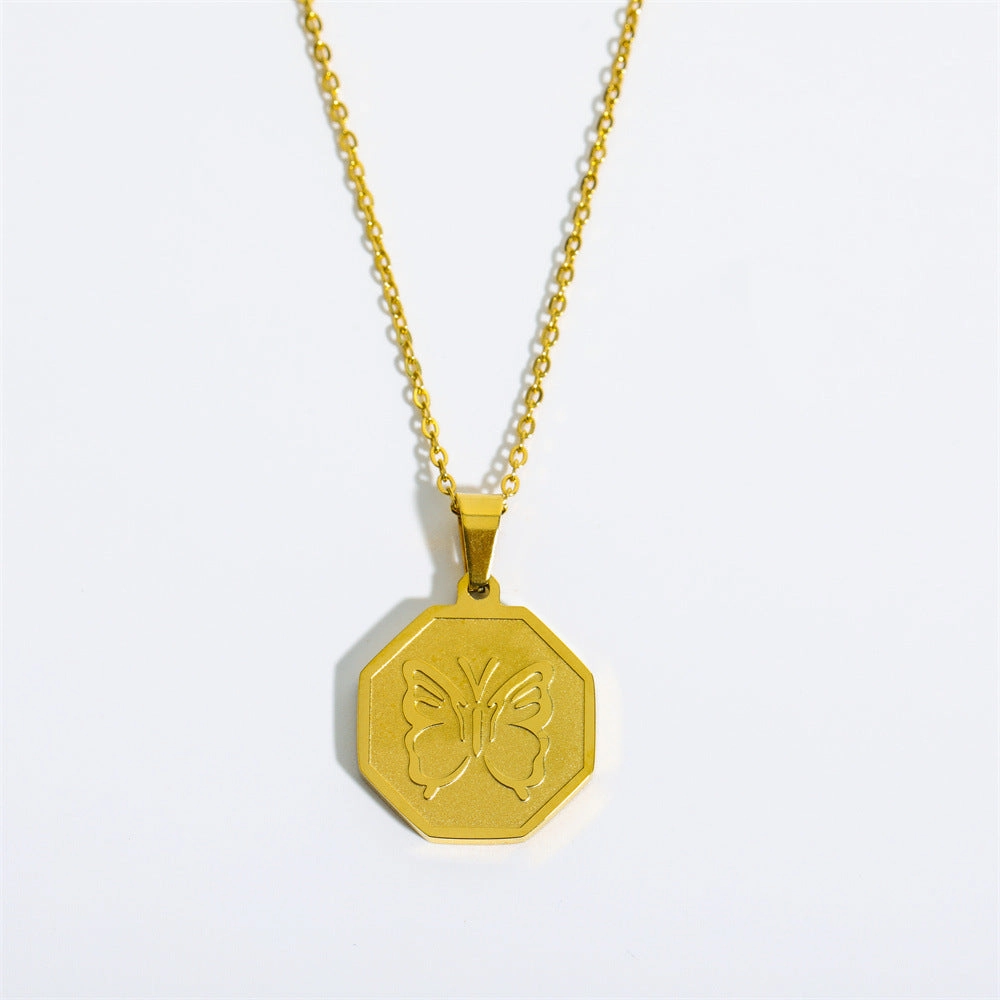 Wholesale Three-dimensional Butterfly Stainless Steel Sweater Necklace