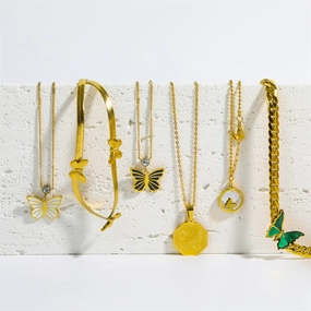 Wholesale Three-dimensional Butterfly Stainless Steel Sweater Necklace