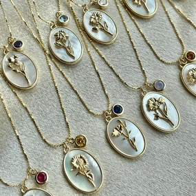Wholesale Three-dimensional Flower Oval Copper Necklaces