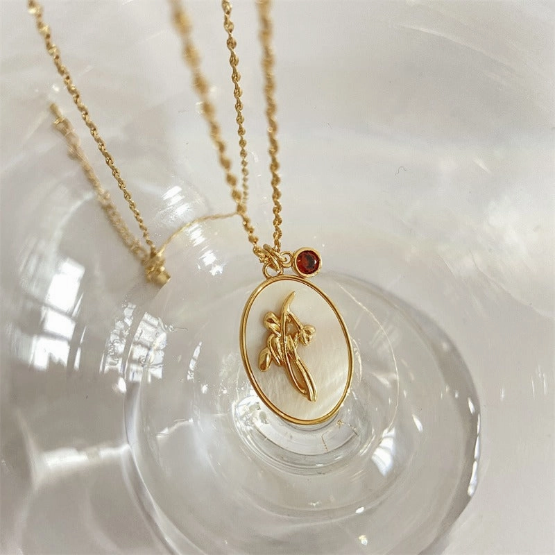 Wholesale Three-dimensional Flower Oval Copper Necklaces