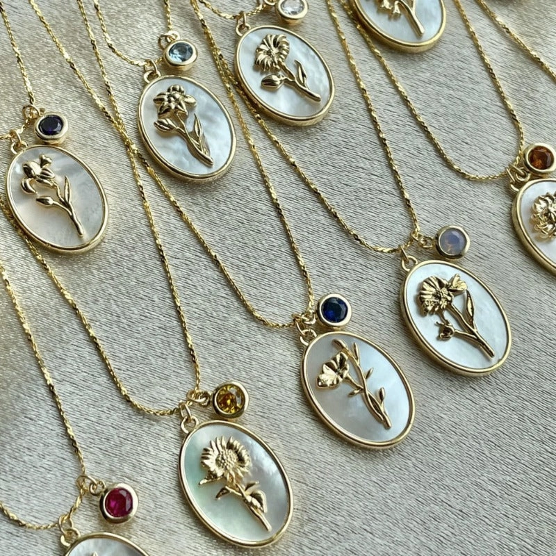 Wholesale Three-dimensional Flower Oval Copper Necklaces