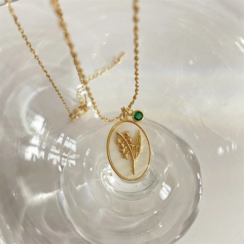 Wholesale Three-dimensional Flower Oval Copper Necklaces