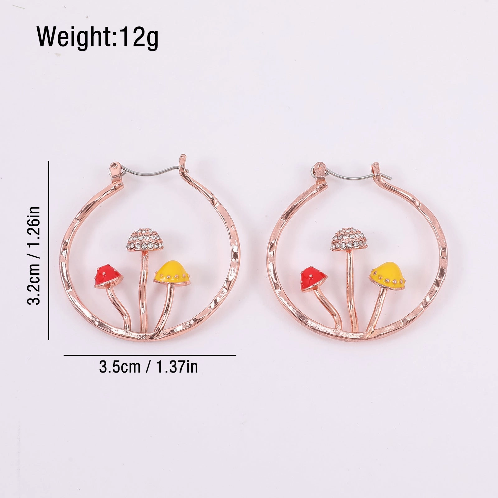 Wholesale Three-dimensional Mushroom Studded Diamond C-shaped Earrings