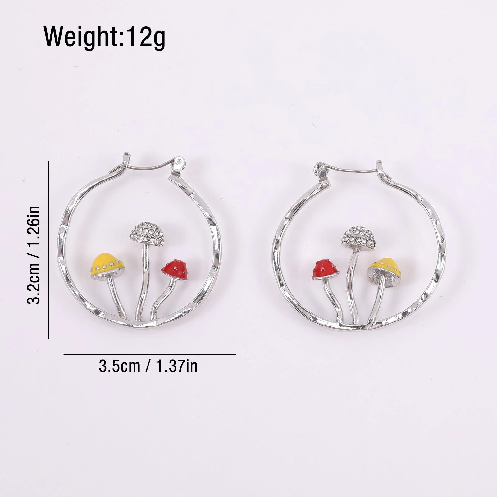 Wholesale Three-dimensional Mushroom Studded Diamond C-shaped Earrings