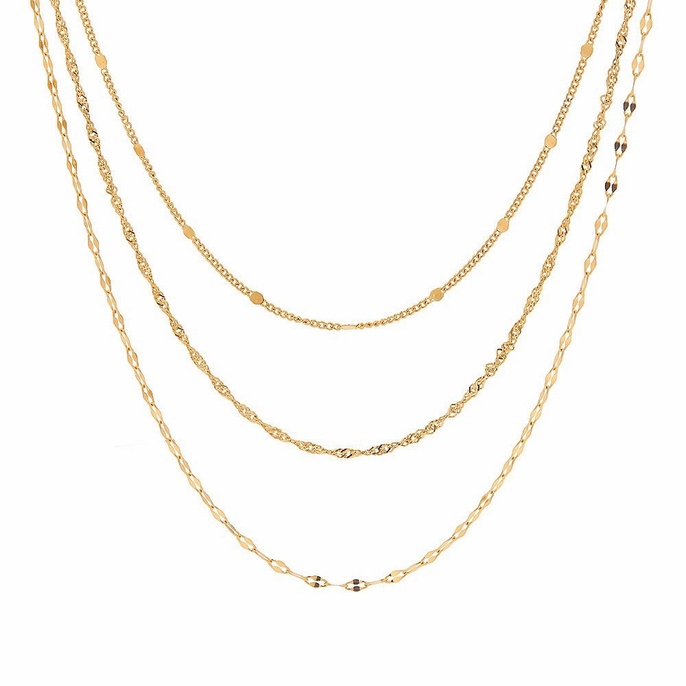Wholesale Three Layers of Different Chain Stacking Necklace Clavicle Chain