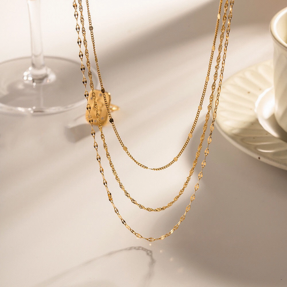 Wholesale Three Layers of Different Chain Stacking Necklace Clavicle Chain