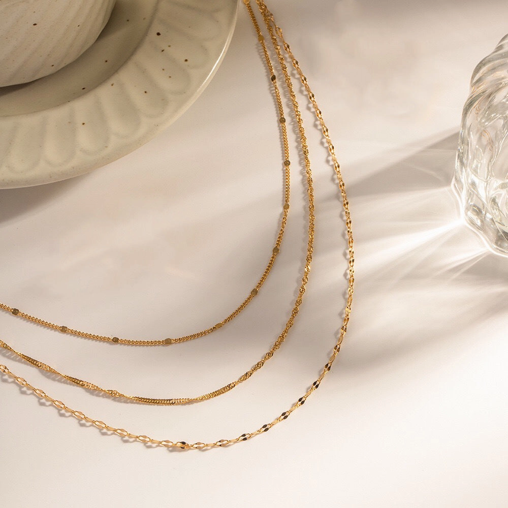 Wholesale Three Layers of Different Chain Stacking Necklace Clavicle Chain