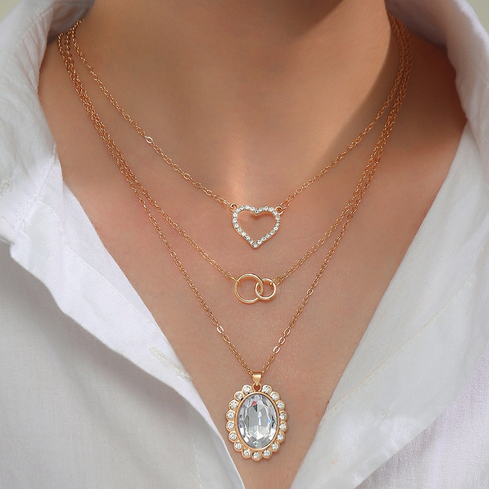 Wholesale Three-piece Diamond Butterfly Women's Necklace Metal