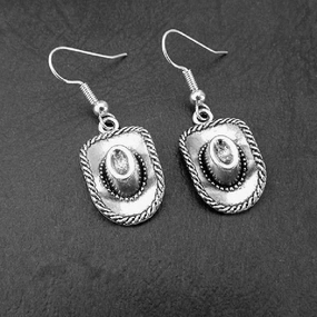 Wholesale Tibetan Silver Cowboy Hat Handmade Electroplating Earrings