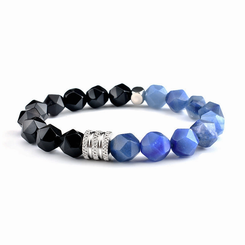 Wholesale Tiger Eye Agate 10mm Faceted Stone Stainless Steel Men's Bracelet