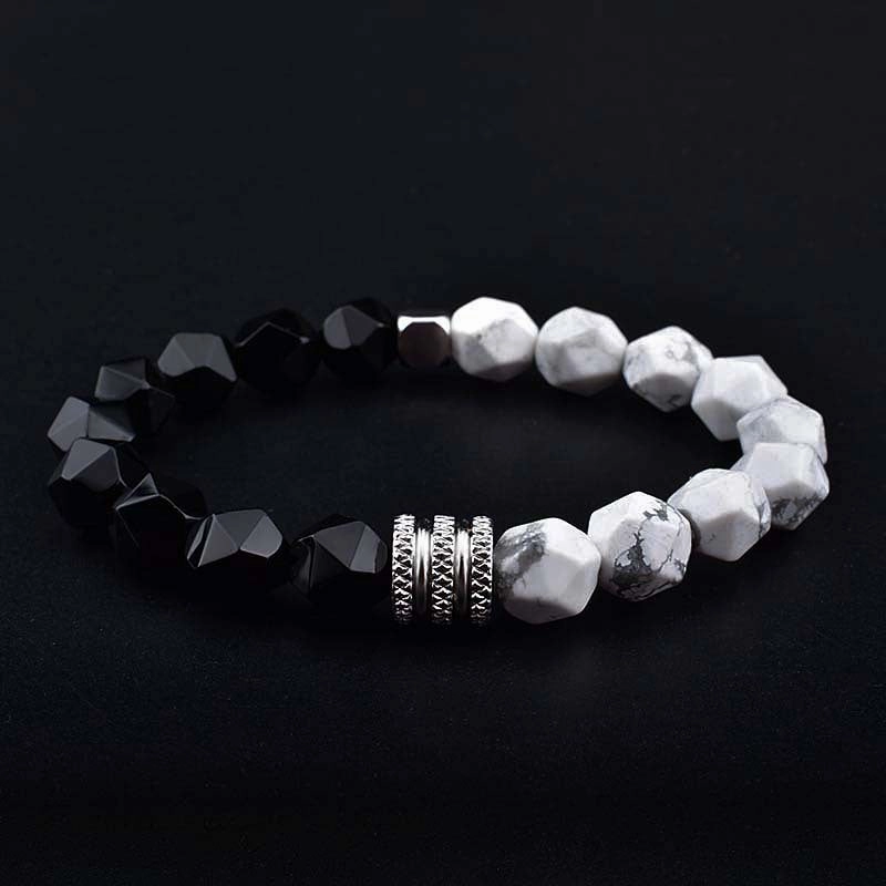 Wholesale Tiger Eye Agate 10mm Faceted Stone Stainless Steel Men's Bracelet