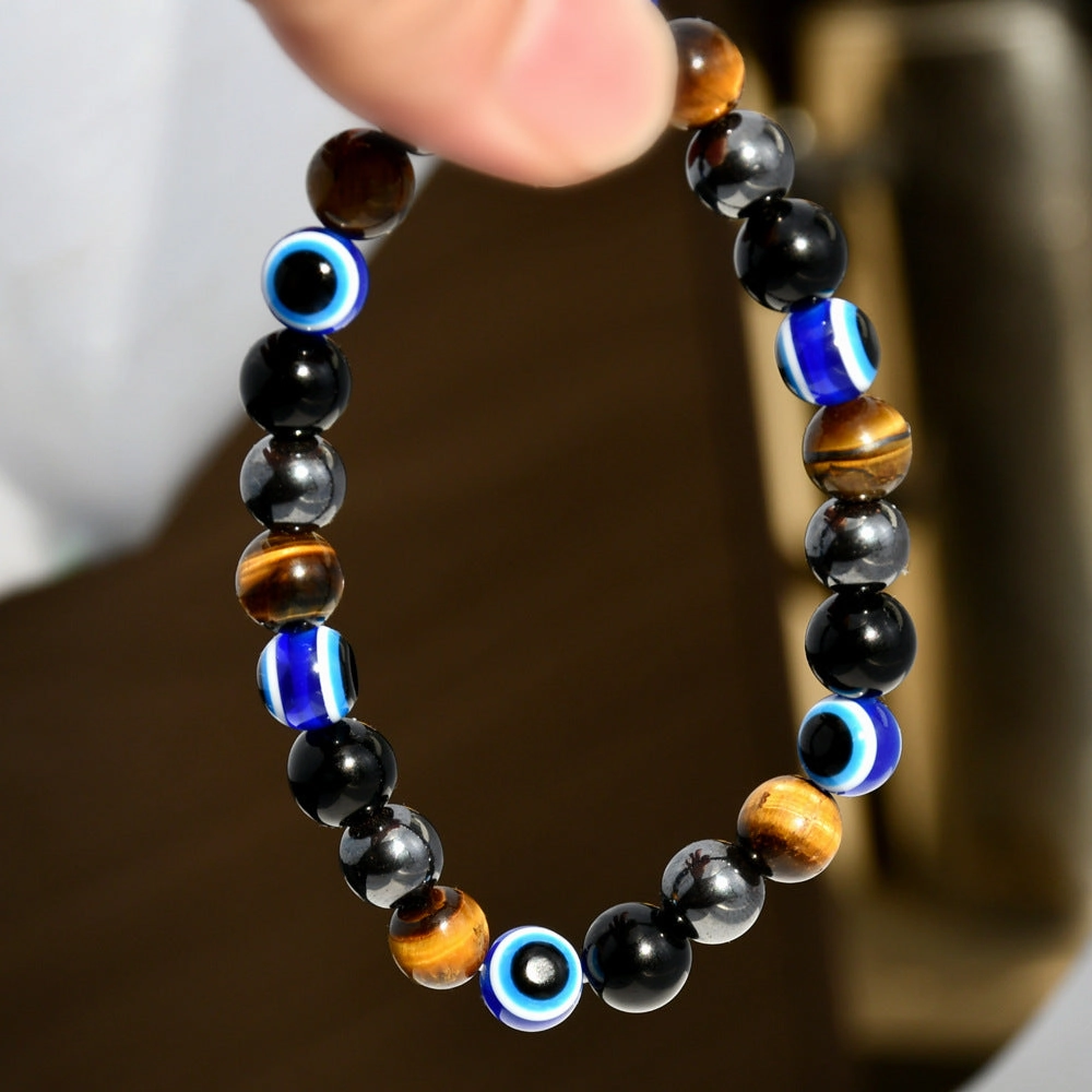 Wholesale  Tiger Eye Stone beaded Devil eye bracelet