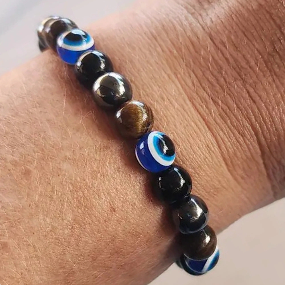 Wholesale  Tiger Eye Stone beaded Devil eye bracelet