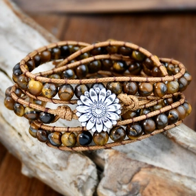 Wholesale Tiger Eye Stone Beaded Ethnic Style Woven Handstring