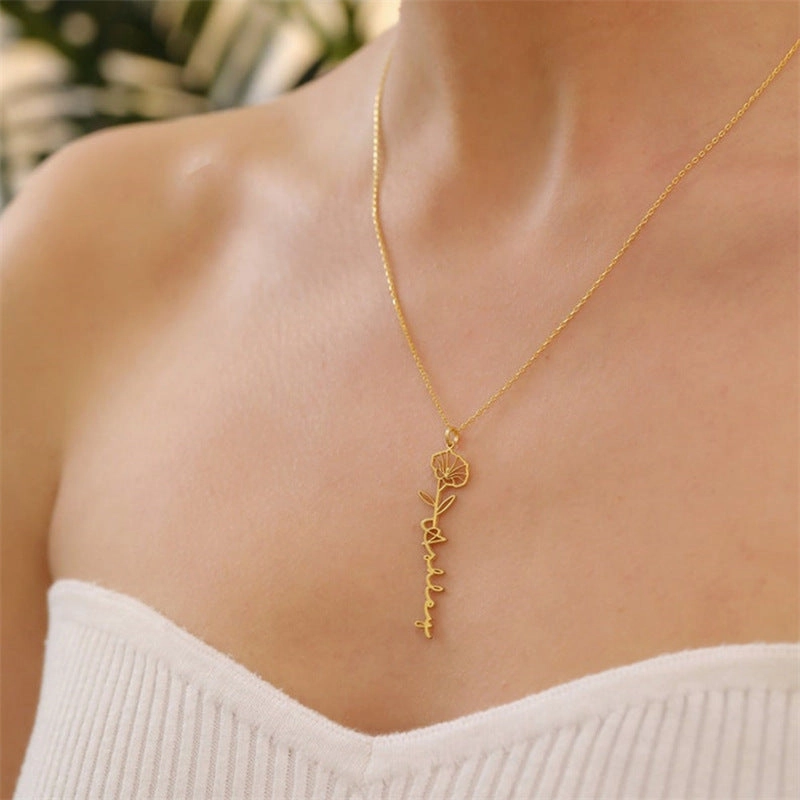 Wholesale Titanium Steel 18K Gold DIY Letter Name Necklace