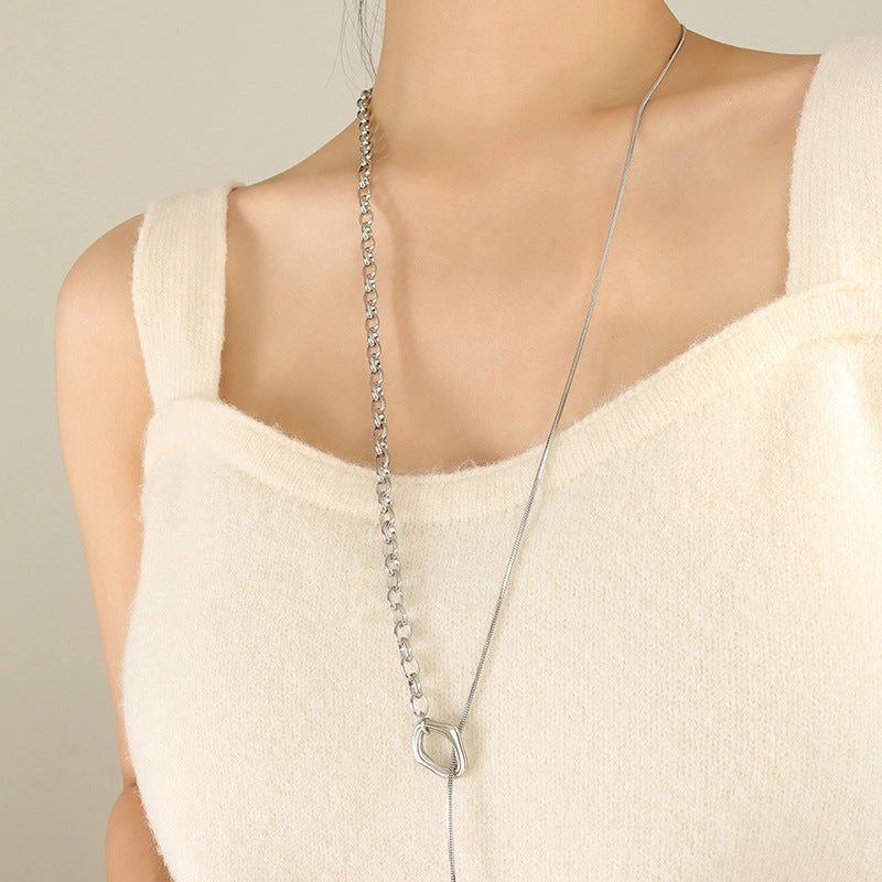 Wholesale Titanium Steel 18k Gold Freshwater Pearl Necklace