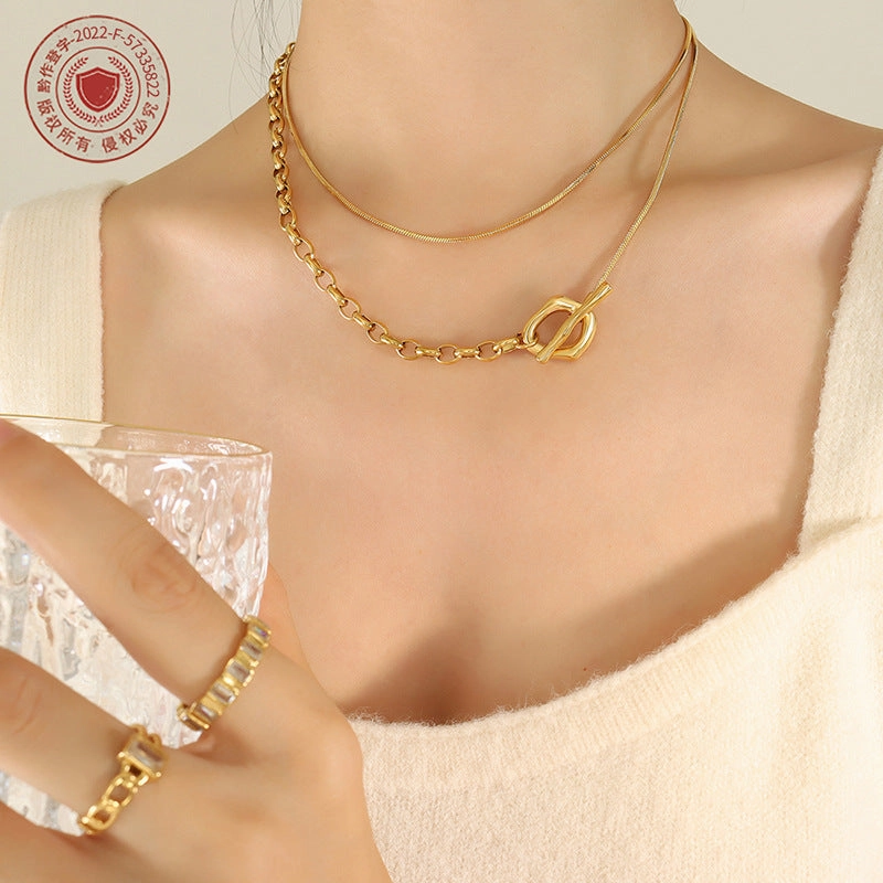 Wholesale Titanium Steel 18k Gold Freshwater Pearl Necklace
