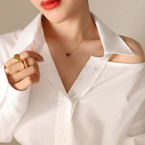 Wholesale Titanium Steel 18k Gold Love Necklaces