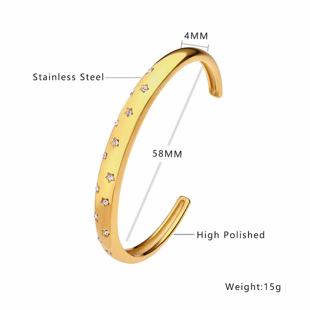 Wholesale Titanium Steel 18k Gold Plated Diamond Bracelet