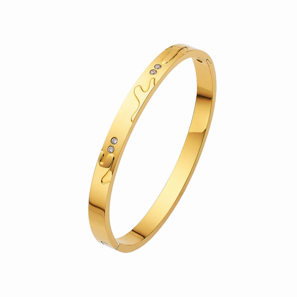 Wholesale Titanium Steel 18k Gold Plated Diamond Bracelet