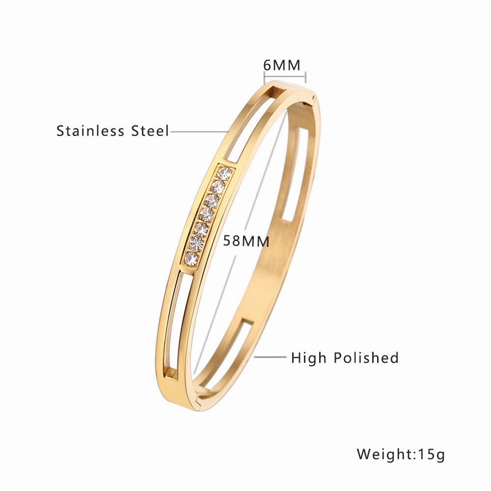 Wholesale Titanium Steel 18k Gold Plated Diamond Bracelet