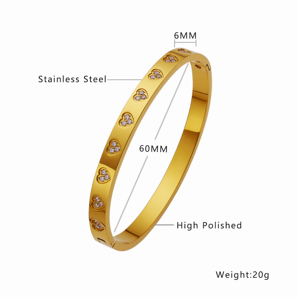 Wholesale Titanium Steel 18k Gold Plated Diamond Bracelet