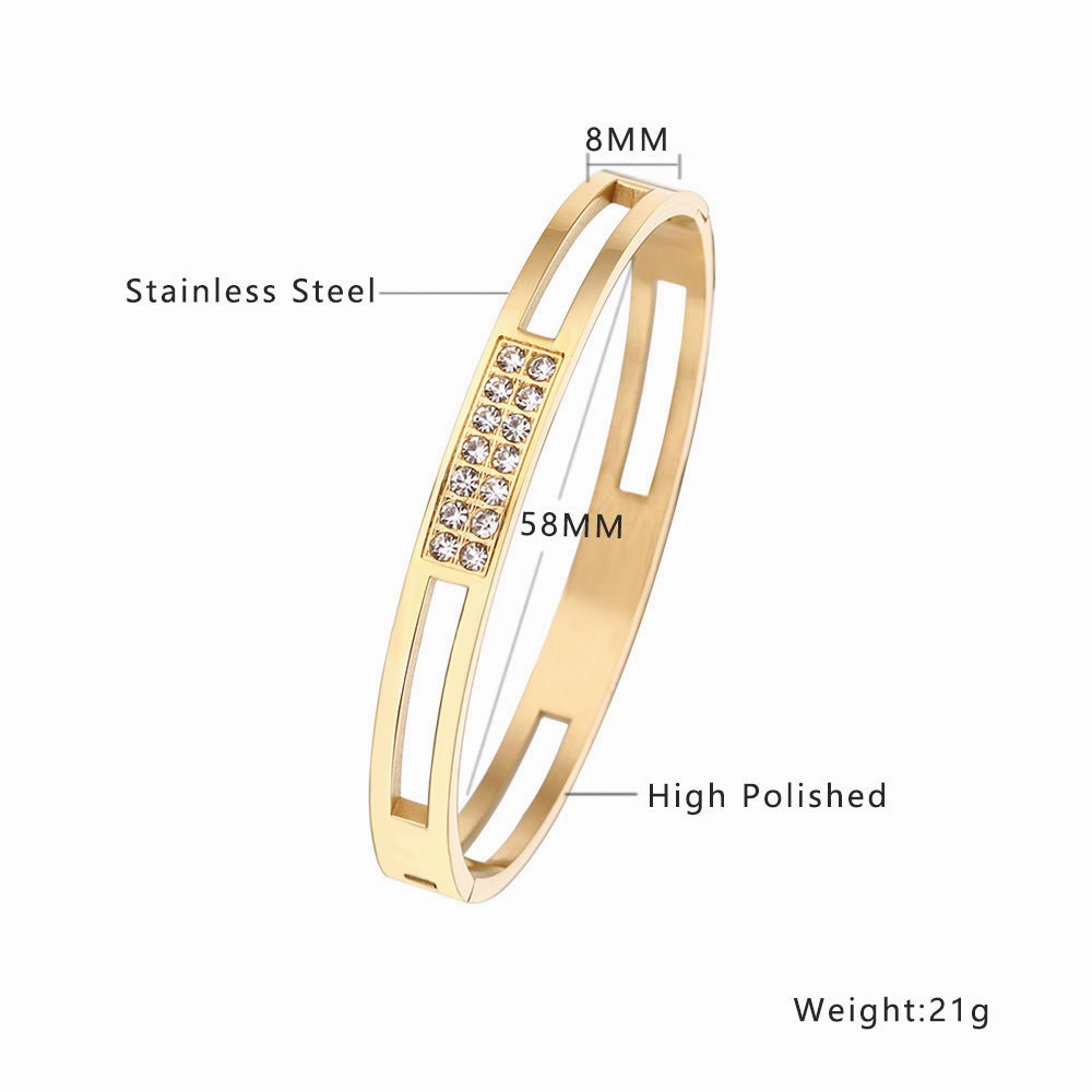 Wholesale Titanium Steel 18k Gold Plated Diamond Bracelet