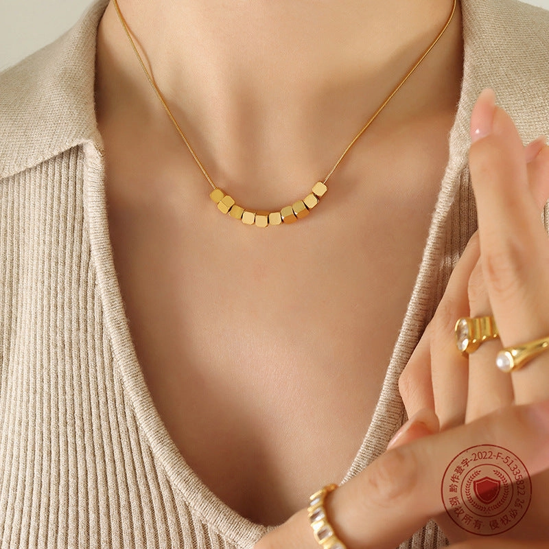Wholesale Titanium Steel 18k Gold Plated Geometric Square Necklace