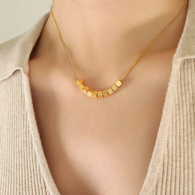 Wholesale Titanium Steel 18k Gold Plated Geometric Square Necklace