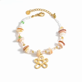 Wholesale Titanium Steel 18K Gold Plated Gravel Flower Bracelet