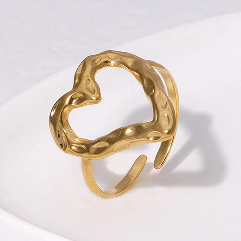 Wholesale Titanium Steel 18K Gold-plated Heart Opening Rings
