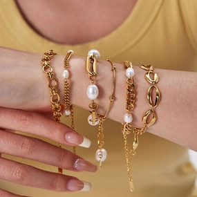 Wholesale Titanium Steel 18K Gold Plated Non-fading Bracelet